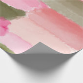 Pastel roze groene Waterverf art met penseelstreek Cadeaupapier (Hoek)