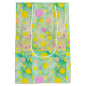 Pastel Roze, Groenen en Gele Cirkels Fun Design Medium Cadeauzakje (Achterkant)