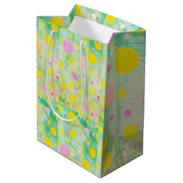 Pastel Roze, Groenen en Gele Cirkels Fun Design Medium Cadeauzakje