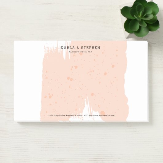 Pastel-roze grungy-penseelstreek post-it® notes (Kantoor)
