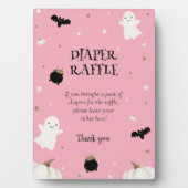 Pastel Roze Halloween Baby shower Luier Raffle Fotoplaat (voorkant)