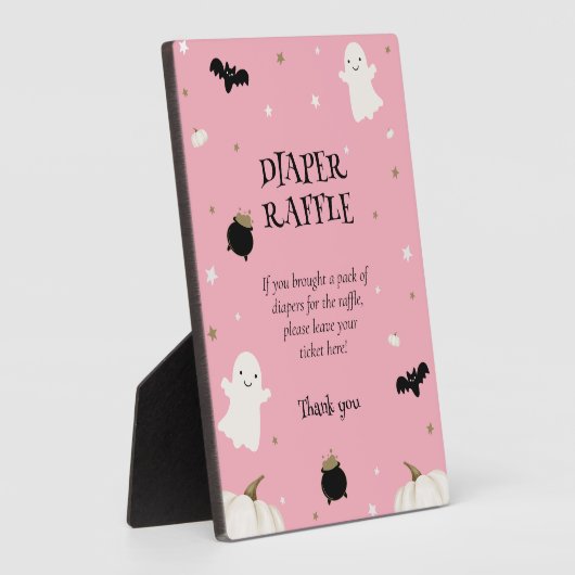 Pastel Roze Halloween Baby shower Luier Raffle Fotoplaat (Zijkant)