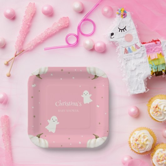 Pastel Roze Halloween Baby shower Papier Bord (Feest)