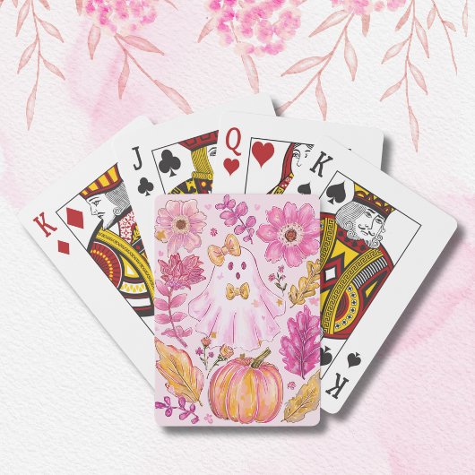 Pastel Roze Halloween Geest Pokerkaarten