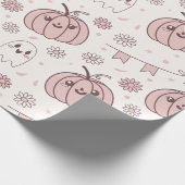 Pastel Roze Halloween Naadloos Patroon (2) Cadeaupapier (Hoek)