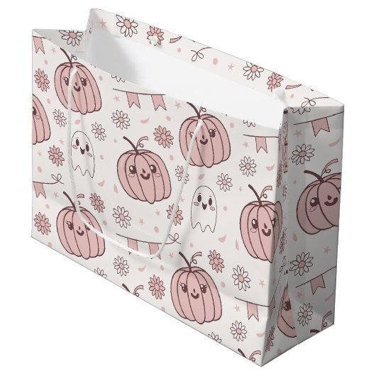 Pastel Roze Halloween Naadloos Patroon (2) Groot Cadeauzakje (Voorkant Gekanteld)
