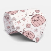 Pastel Roze Halloween Naadloos Patroon (2) Stropdas (Opgerold)