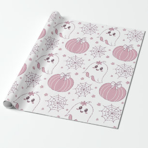 Pastel Roze Halloween Naadloos Patroon (3) Cadeaupapier