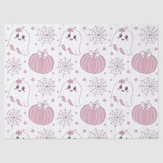Pastel Roze Halloween Naadloos Patroon (3) Tissuepapier (Voorkant)