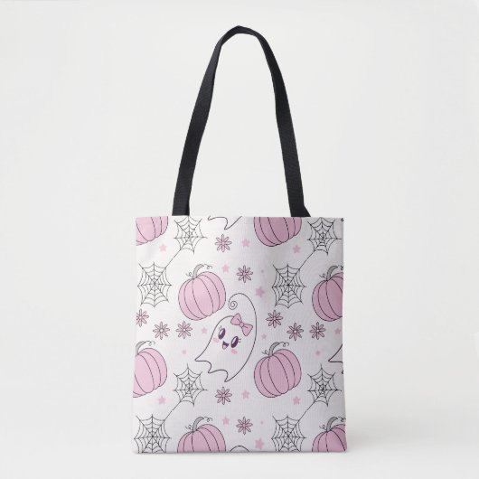 Pastel Roze Halloween Naadloos Patroon (4) Tote Bag (Voorkant)