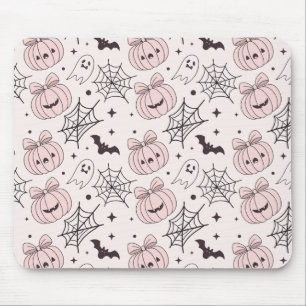 Pastel Roze Halloween Naadloos Patroon (5) Muismat