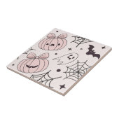 Pastel Roze Halloween Naadloos Patroon (5) Tegeltje (Zijkant)