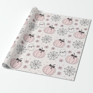 Pastel Roze Halloween Naadloos Patroon Cadeaupapier