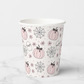 Pastel Roze Halloween Naadloos Patroon Papieren Bekers (Achterkant)