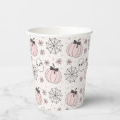 Pastel Roze Halloween Naadloos Patroon Papieren Bekers (Links)