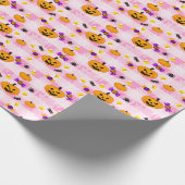 Pastel roze Halloween Patroon Cadeaupapier (Hoek)