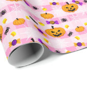 Pastel roze Halloween Patroon Cadeaupapier (Rol Hoek)