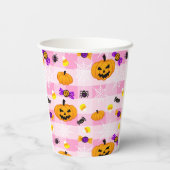 Pastel roze Halloween Patroon Papieren Bekers (Achterkant)