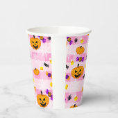 Pastel roze Halloween Patroon Papieren Bekers (Links)
