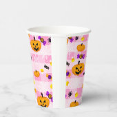 Pastel roze Halloween Patroon Papieren Bekers (Rechts)