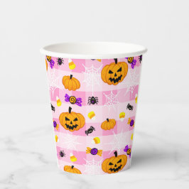 Pastel roze Halloween Patroon Papieren Bekers