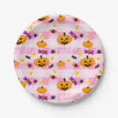 Pastel roze Halloween Patroon Papieren Bordje (Voorkant)