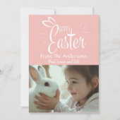  pastel roze happy easter aangepaste foto feestdagenkaart (Voorkant)