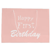 Pastel Roze Happy First Birthday Large Gift Bag Groot Cadeauzakje (Achterkant)