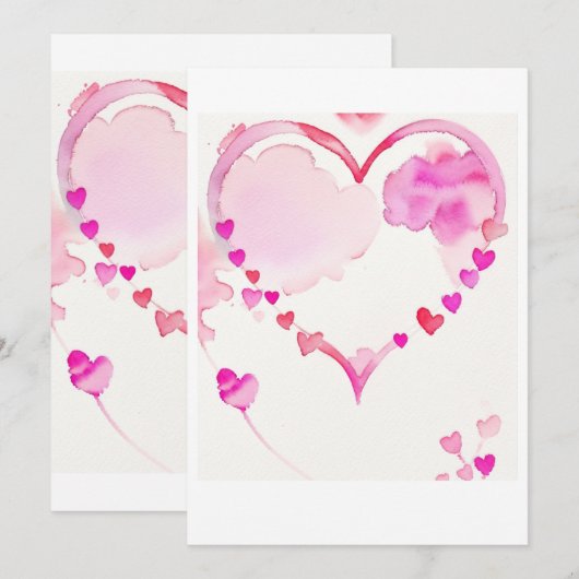 Pastel Roze Hart Garland, Valentijnsdag Decor Feestdagenkaart (Voorkant / Achterkant)