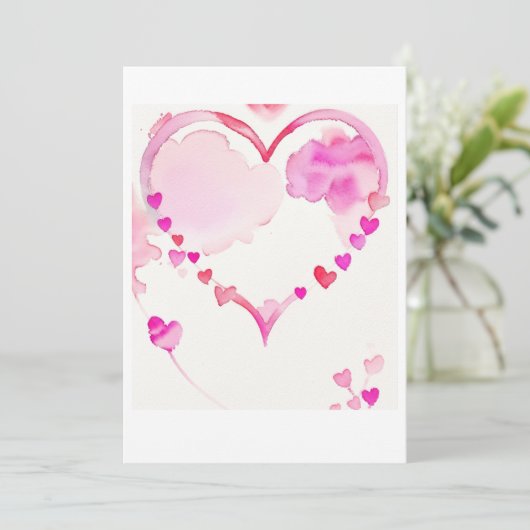 Pastel Roze Hart Garland, Valentijnsdag Decor Feestdagenkaart (Staand voorkant)