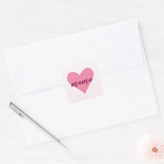 Pastel Roze Hart Mama Sticker (Envelop)