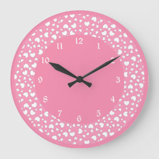 Pastel Roze Hart Polka Dot Patroon Grote Klok