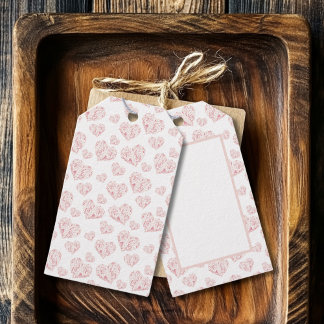 Pastel roze harten cadeaulabel