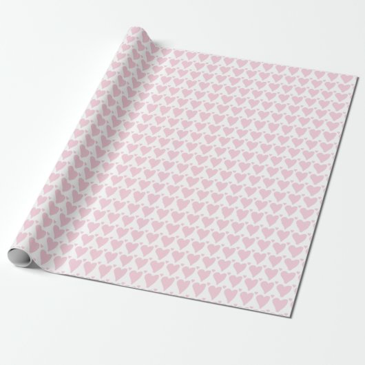 Pastel roze harten cadeaupapier (Uitgerold)