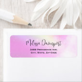 Pastel roze hemel met geel regenboog adres etiket (Insitu)