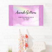 Pastel roze hemel met geel regenboog adres spandoek (Insitu)