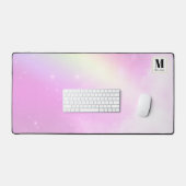 Pastel roze hemel met geel regenboog monogram bureaumat (Keyboard & Muis)