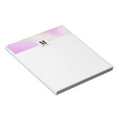 Pastel roze hemel met geel regenboog monogram notitieblok (Schuin)