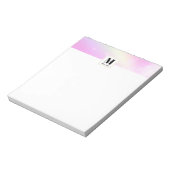 Pastel roze hemel met geel regenboog monogram notitieblok (Linkerzijde)