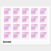 Pastel roze hemel met gele regenboog bruiloft vierkante sticker (Vel)