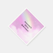 Pastel roze hemel met gele regenboog verjaardag servet (Hoek)