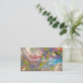 Pastel Roze Holografisch Roze Goud Glitter Meisjes Visitekaartje (Staand voorkant)