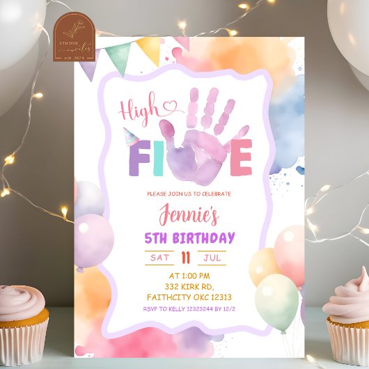 Pastel Roze Hoog Five Verjaardag Kaart