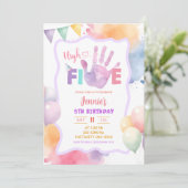 Pastel Roze Hoog Five Verjaardag Kaart (Staand voorkant)