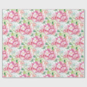 Pastel Roze Hortensia Botanische Decoupage Ambacht Cadeaupapier (Vlak)