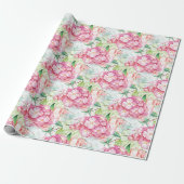 Pastel Roze Hortensia Botanische Decoupage Ambacht Cadeaupapier (Uitgerold)