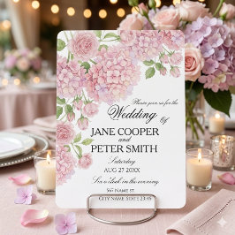 Pastel roze hortensia's en rozen Budget Huwelijk Kaart