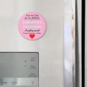 Pastel Roze Huwelijk Bewaar de Datum Hart  Magneet