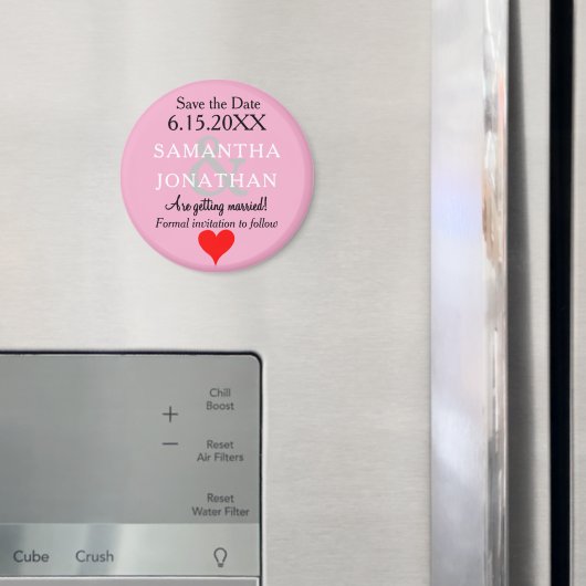 Pastel Roze Huwelijk Bewaar de Datum Hart Magneet (Insitu (Koelkast))