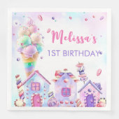 Pastel Roze Ice Cream Verjaardagsfeestje Servetten (Voorkant)